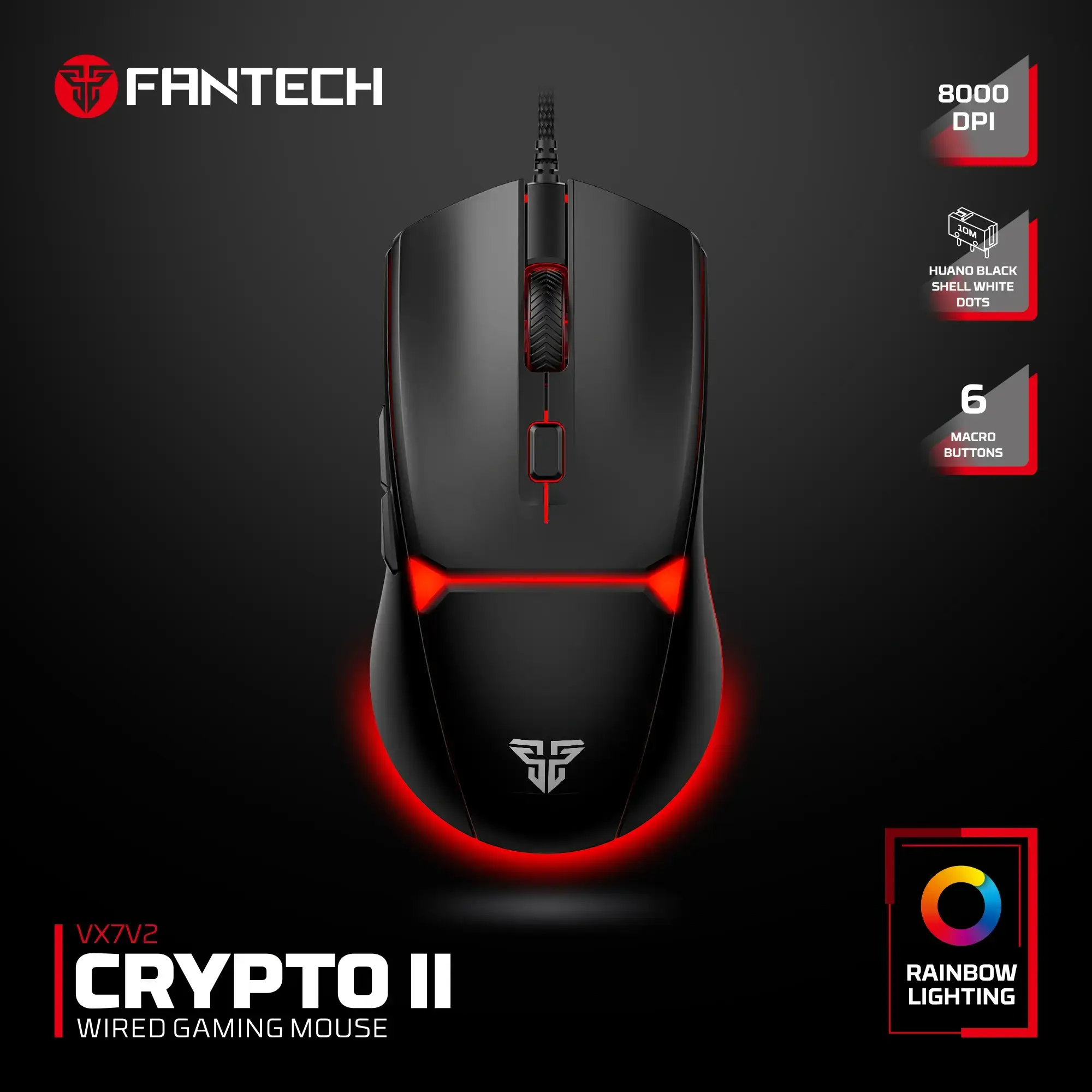 Fantech Crypto II VX7V2 Wired Gaming Mouse - أسود