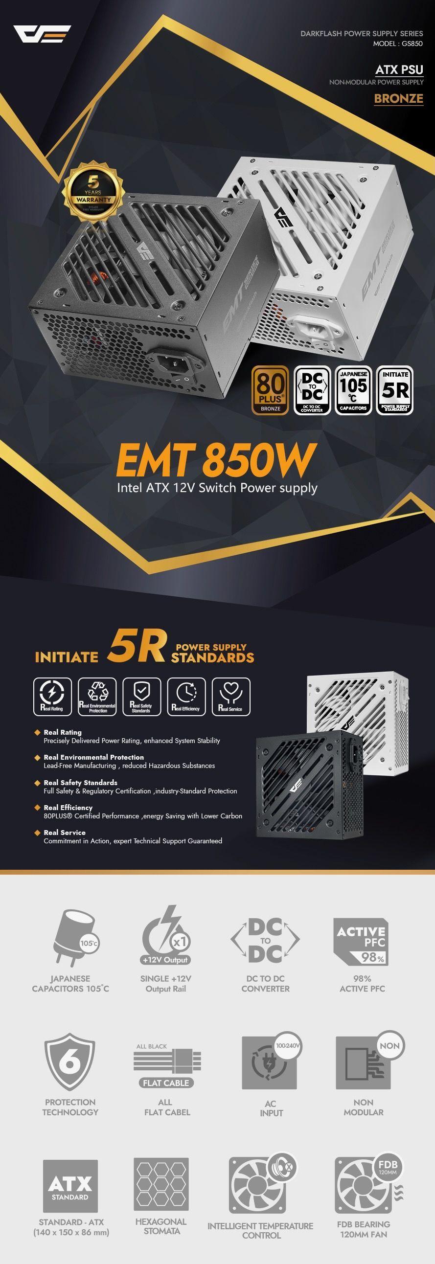 darkFlash EMT750 750W 80+ Bronze Non-Modular PSU