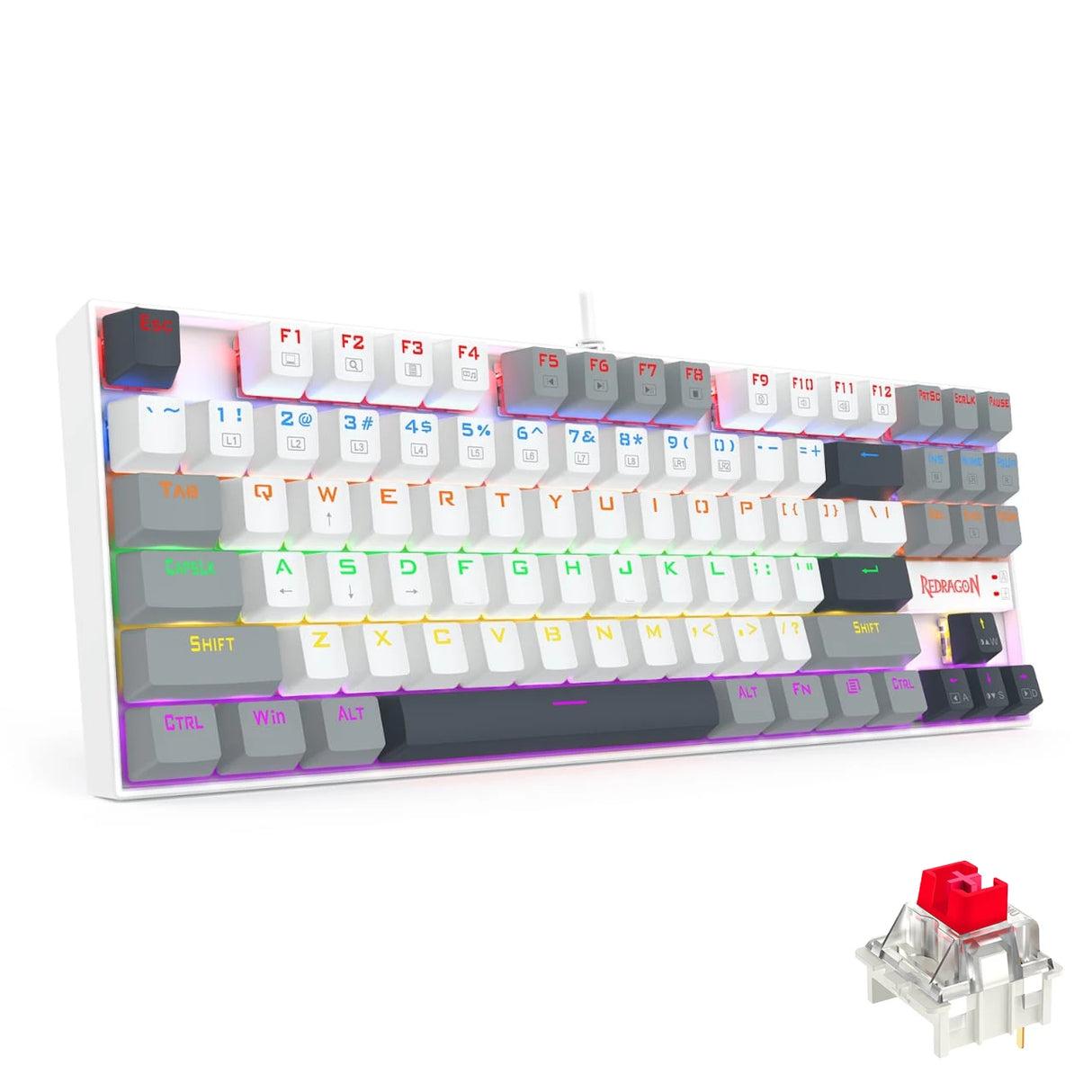 Redragon Kumara K552WGL-RGB Mechanical Gaming Keyboard - Red Switch - White/Gray