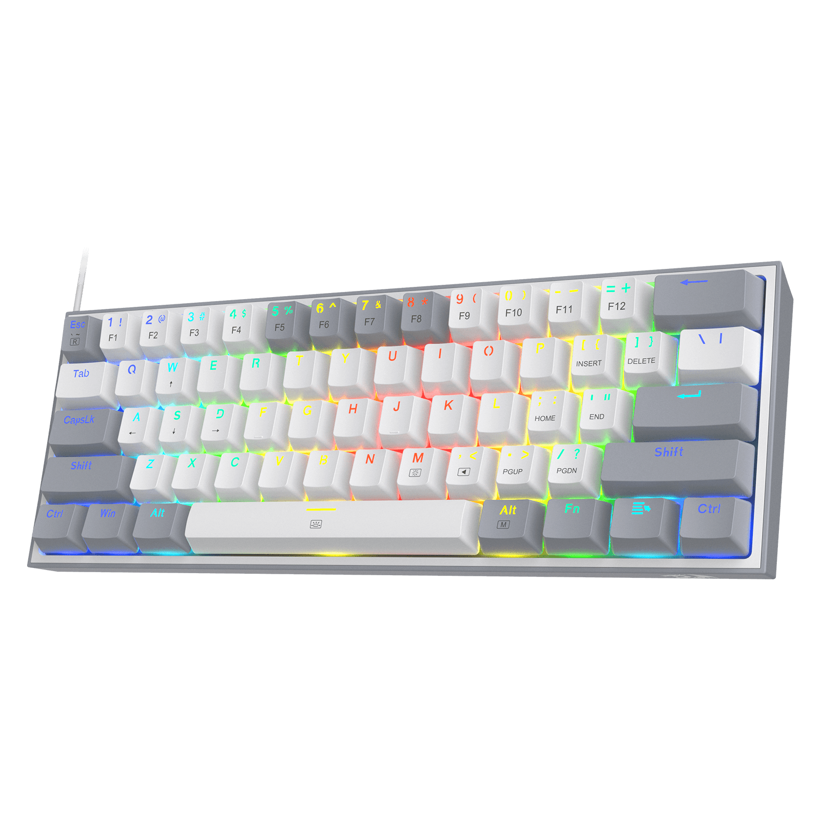 Redragon FIZZ K617WB-RGB 60% Wired RGB Mechanical Gaming Keyboard - Red Switch - White/Grey