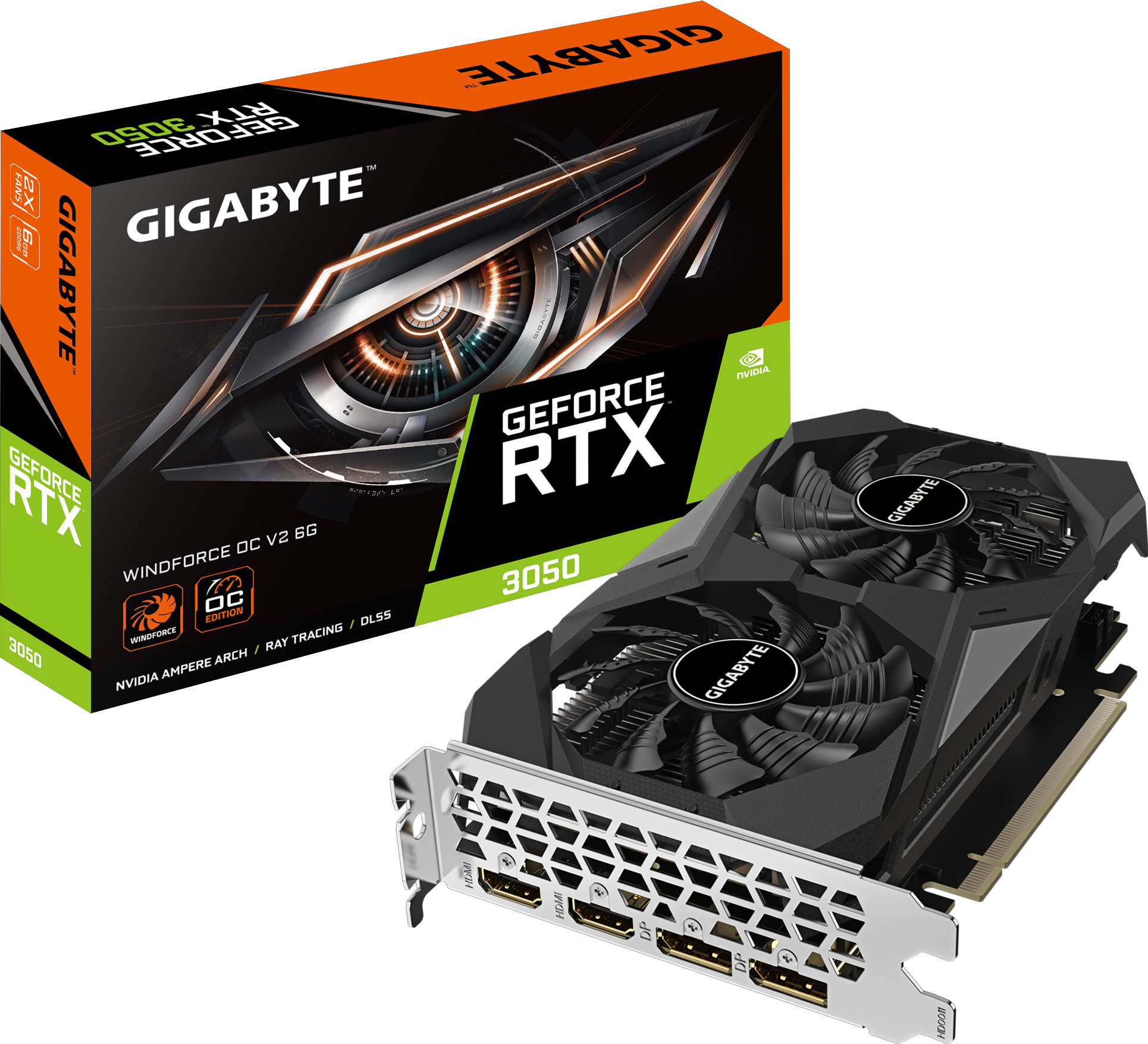 Gigabyte GeForce RTX 3050 WINDFORCE OC V2 6G (GV-N3050WF2OCV2-6GD)