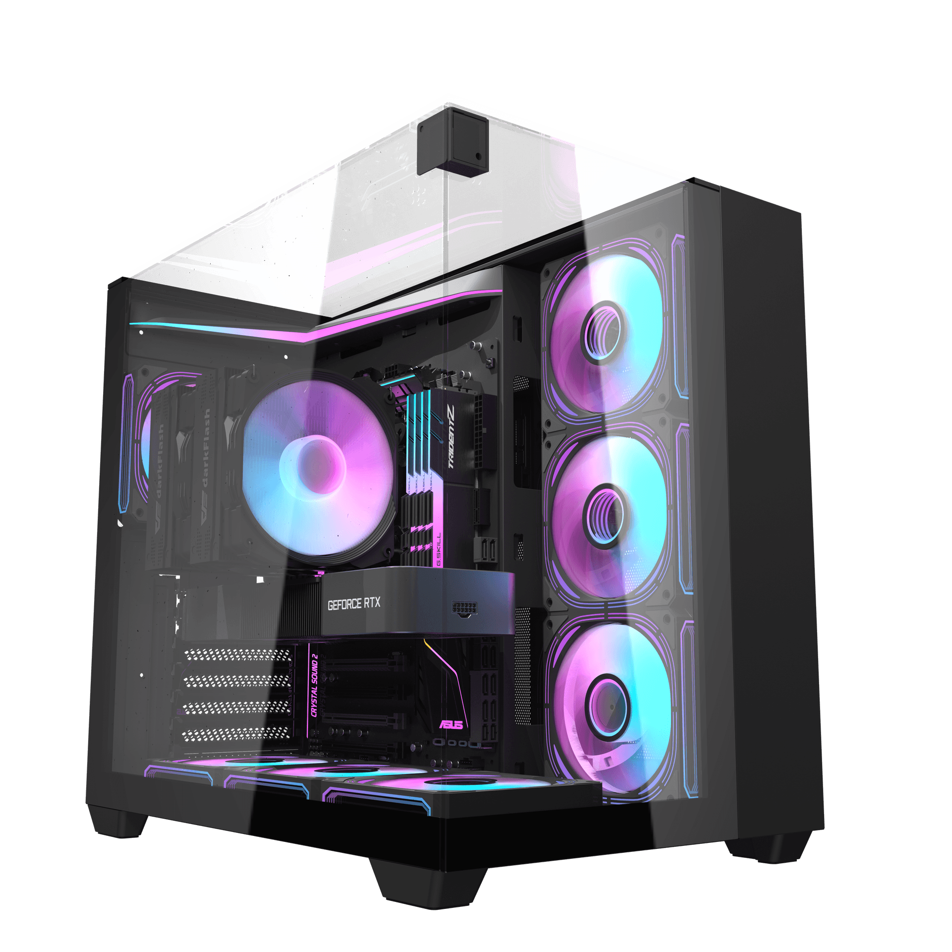 DarkFlash TH285 Mid-Tower ATX Case (4 ARGB Fans) — أسود