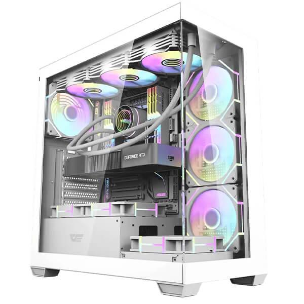 DarkFlash DS900 Air ATX Panoramic Case (7 ARGB Fans) — أبيض