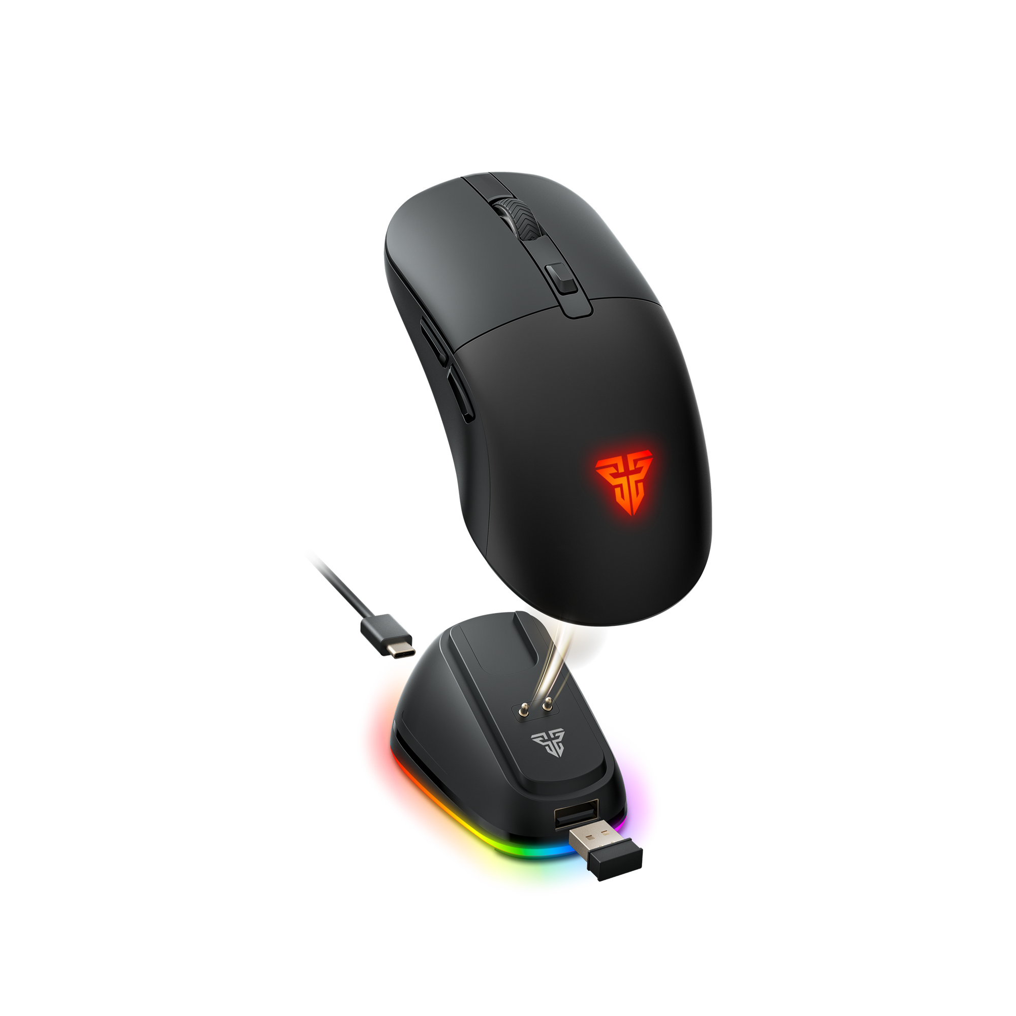 Fantech Kanata Wireless WG9RD Tri-Mode Gaming Mouse with RGB Charging Dock - Pink