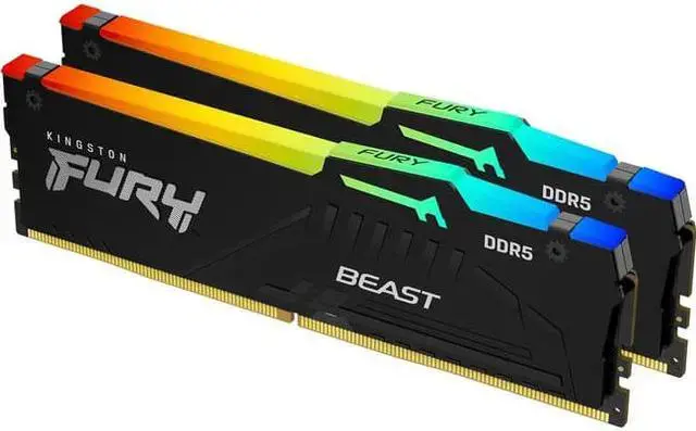 Kingston FURY Beast RGB 32GB (2×16GB) DDR5-6000 CL36 Kit — أسود
