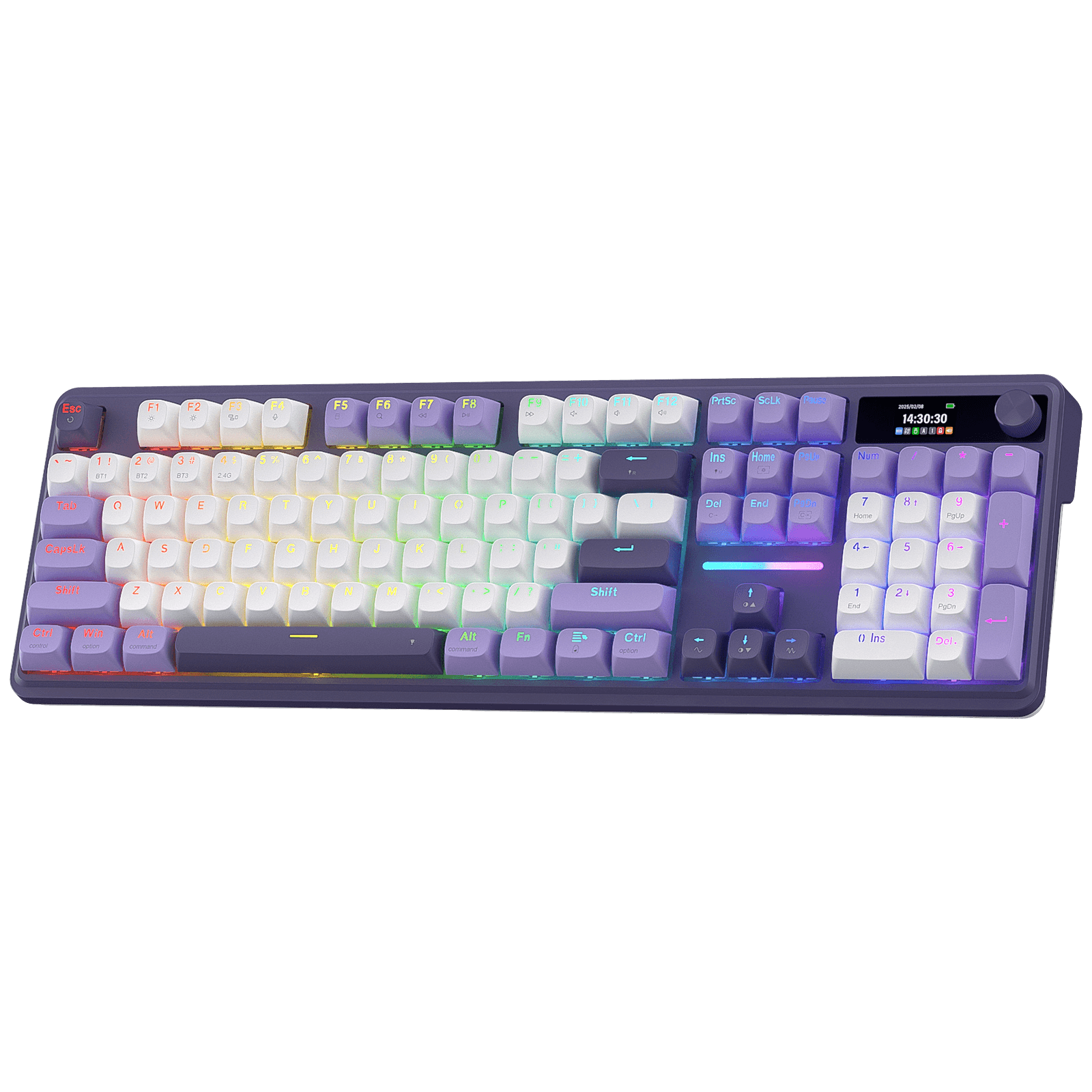 Redragon TERRAFLARE K762 PRO - كيبورد ميكانيكي لاسلكي 104 مفتاح بشاشة LCD ومقبض تحكم