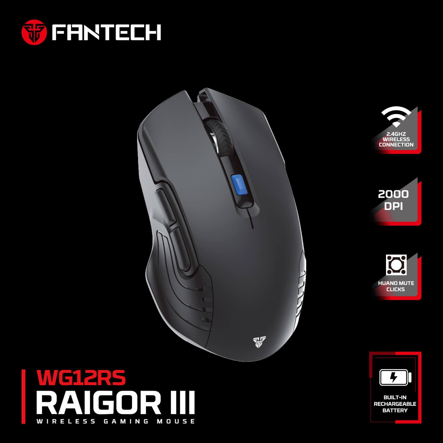 Fantech Raigor III WG12RS Silent Wireless Gaming Mouse - Black
