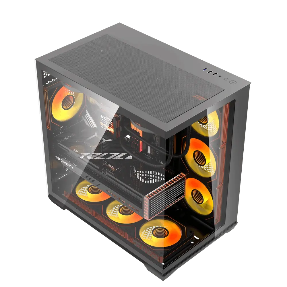 DarkFlash C280 E-ATX 270° Panoramic Dual-Glass Case — أبيض