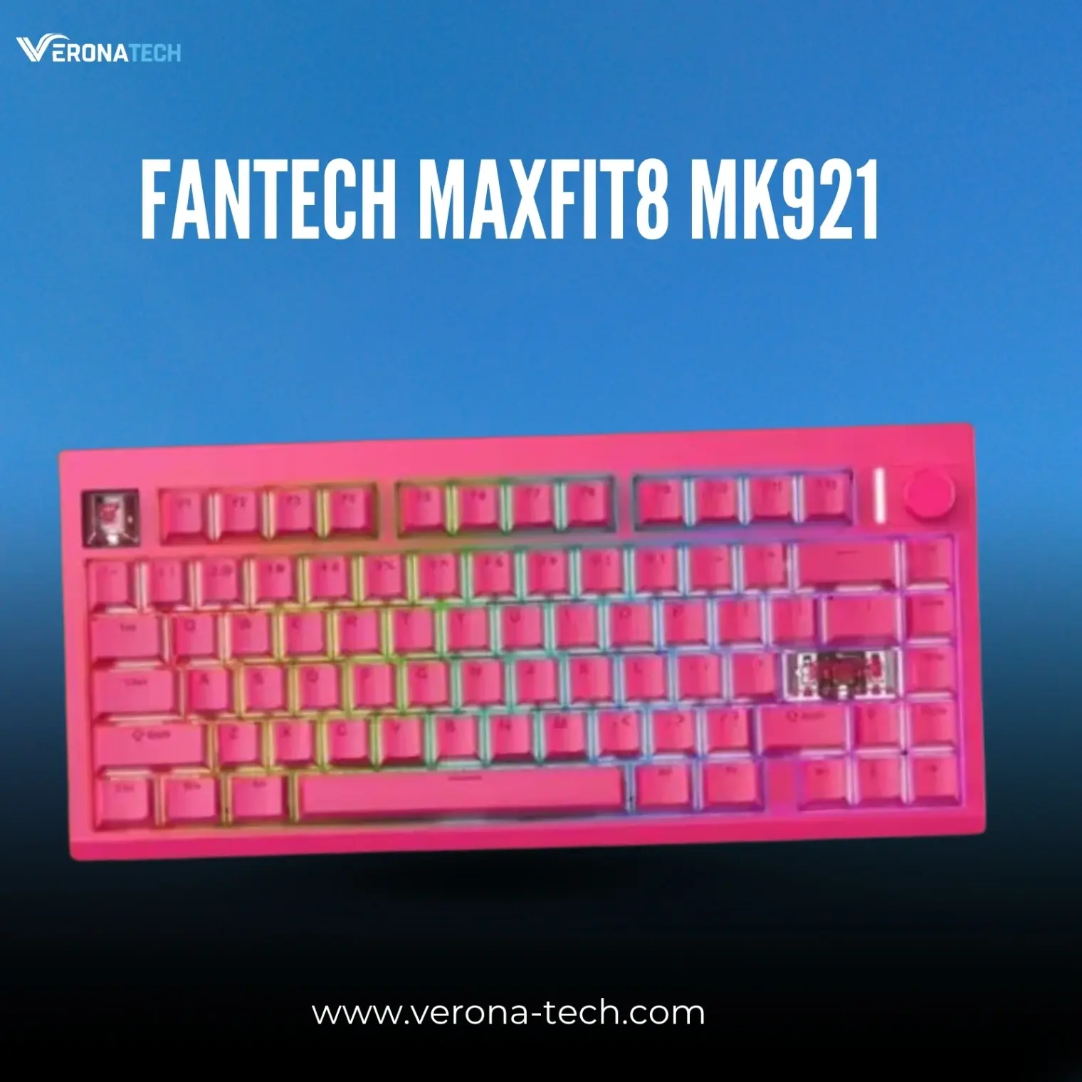 Fantech MAXFIT8 MK921 Rosie Edition QMK Tri-Mode Wireless Mechanical Keyboard - Pink