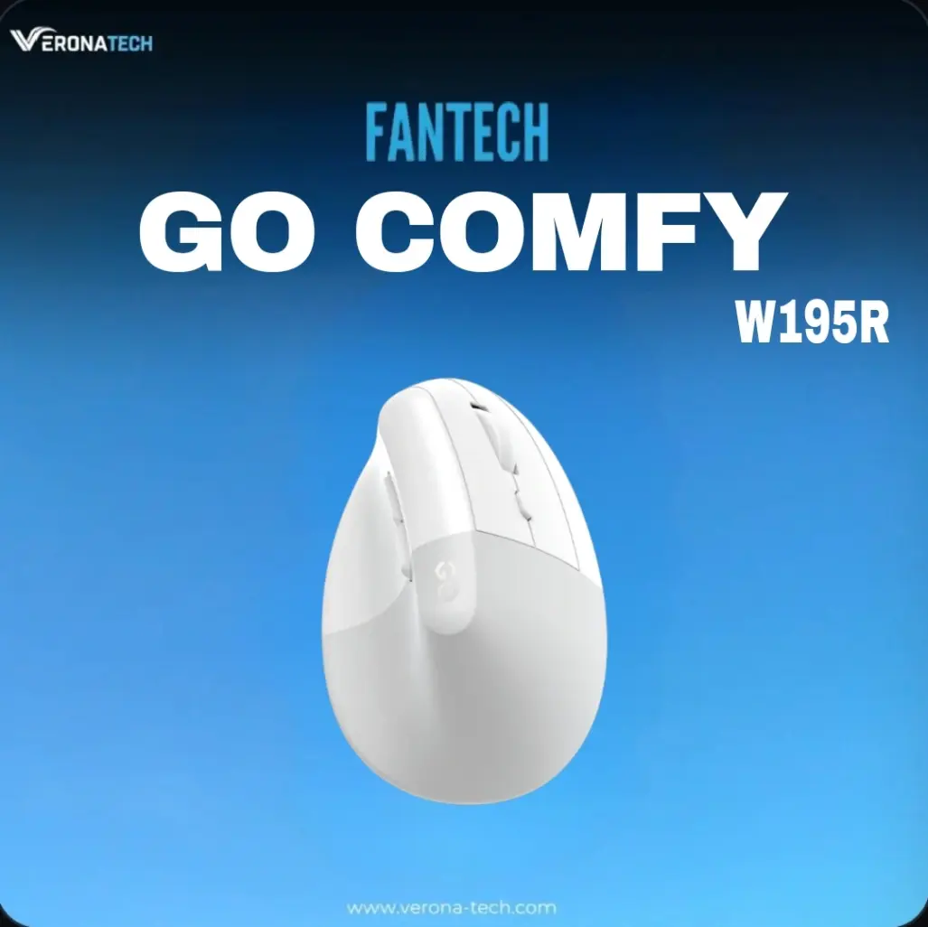 Fantech W195R GO COMFY Vertical Ergonomic Wireless & Bluetooth Mouse – White