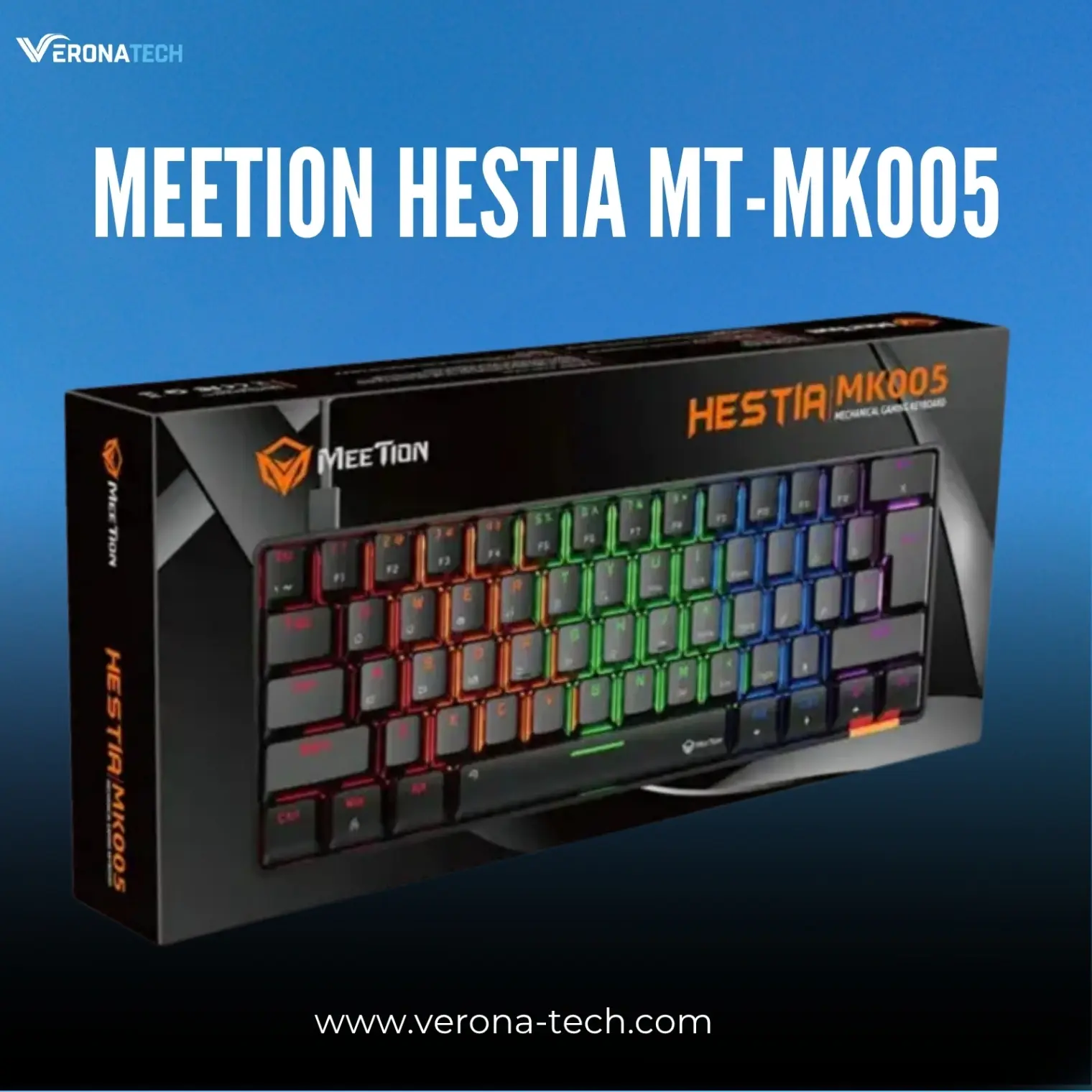 Meetion Hestia MT-MK005 60% Mechanical Gaming Keyboard - Black (Outemu Blue Switch, US+Arabic)