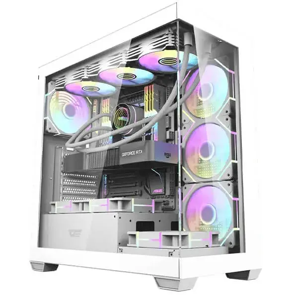 DarkFlash DS900 Air ATX Panoramic Case (7 ARGB Fans) — أبيض