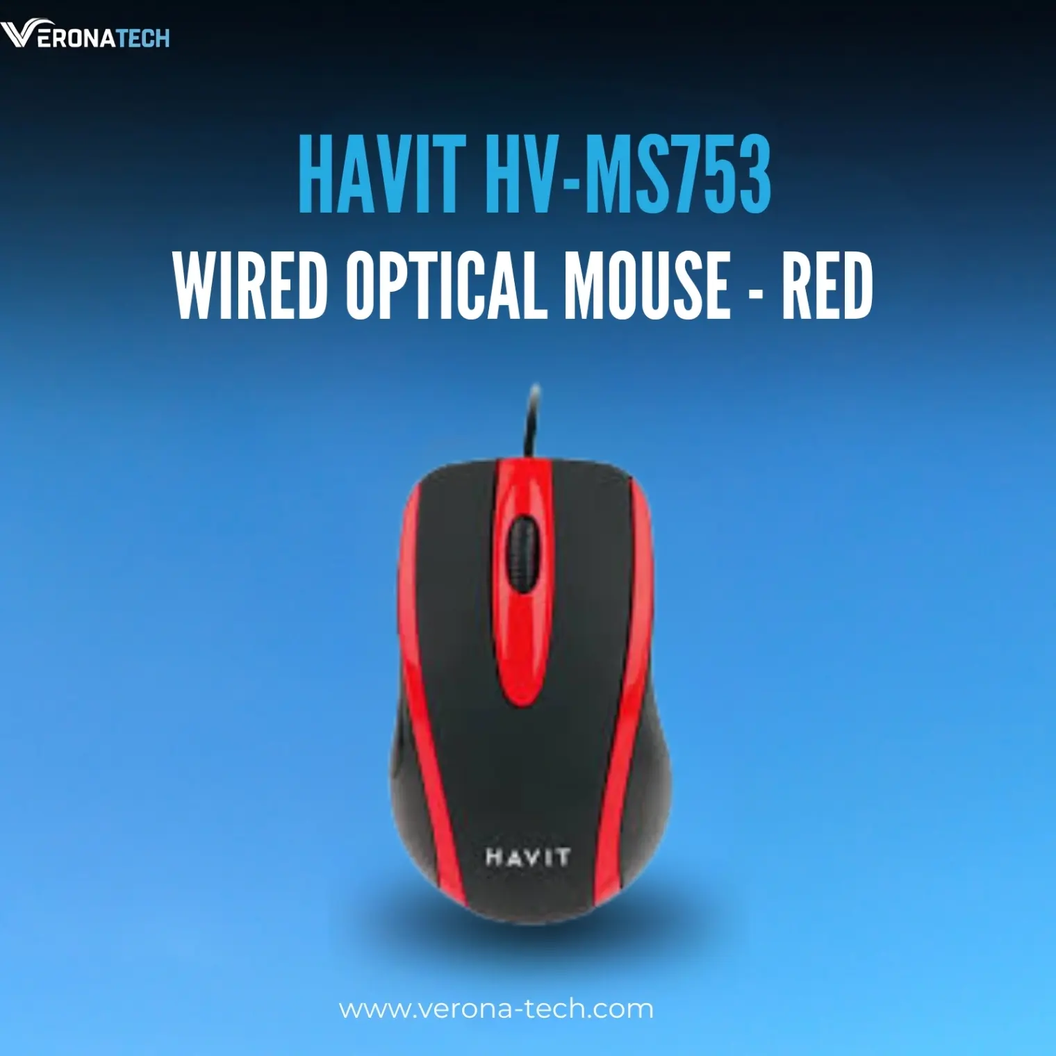 Havit HV-MS753 Wired Optical Mouse - Red