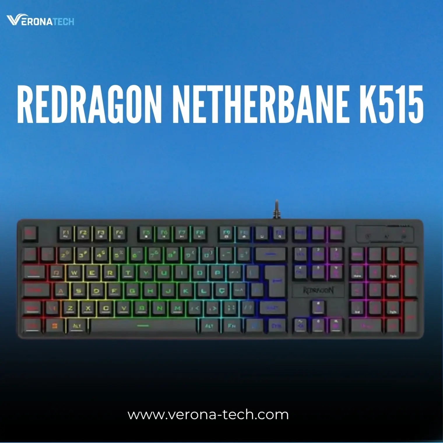 Redragon Netherbane K515-RGB Membrane Gaming Keyboard - Black