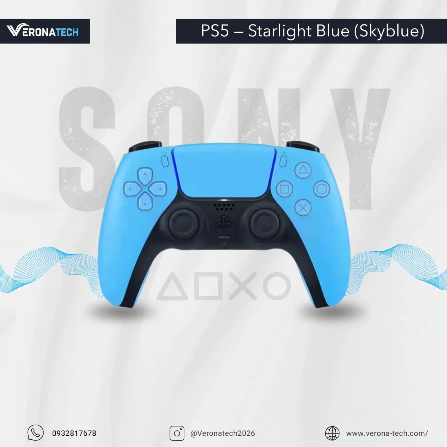 PS5 DualSense Controller — Starlight Blue (Skyblue)