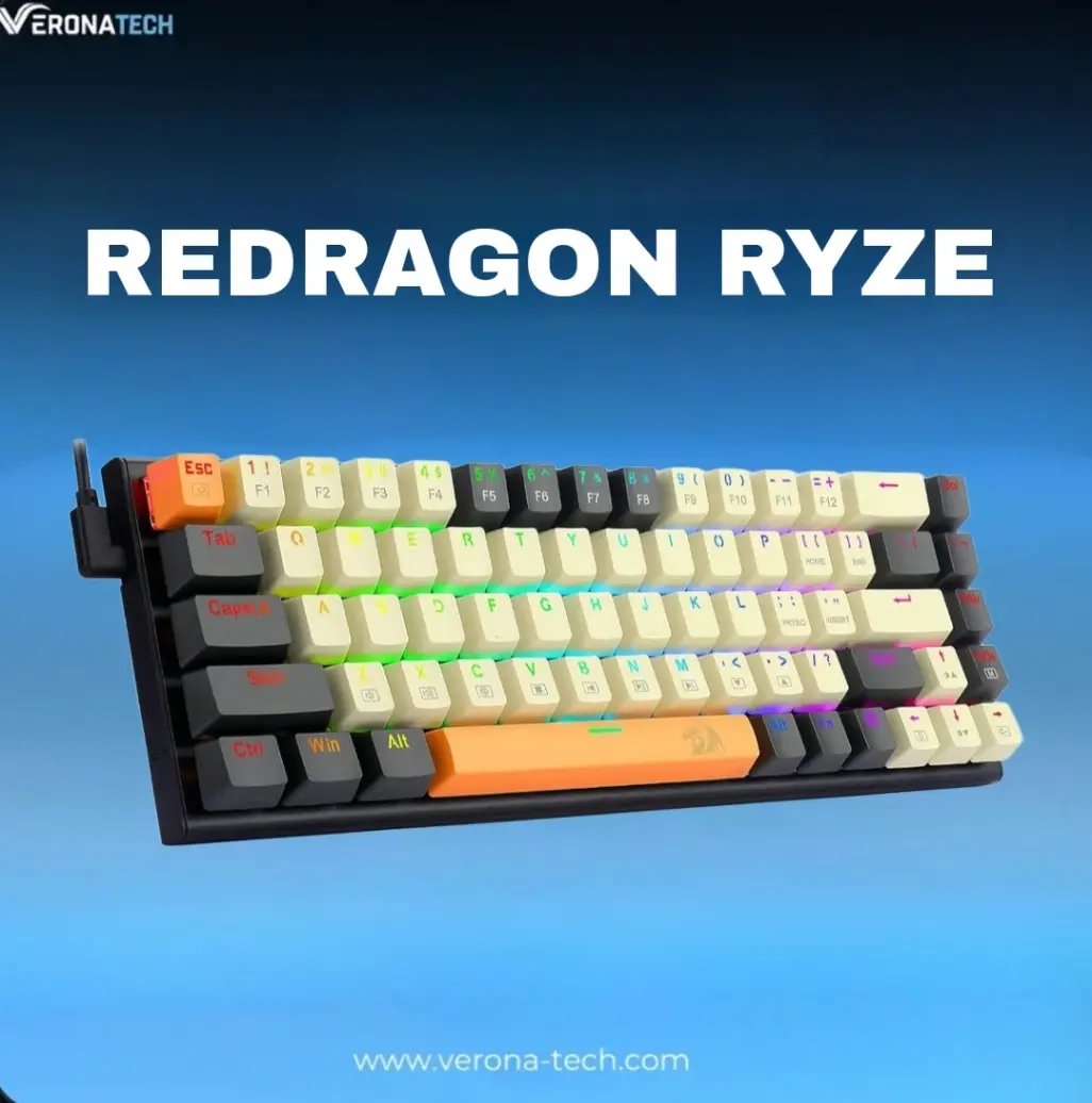 ريدراجون كيبورد العاب ميكانيكي من رايز، RGB، ABNT2، مع كيبل بطول 1.5 متر، مفتاح بني - K633CGO-RGB (PT-BROWN) - ابيض ورمادي وبرتقالي