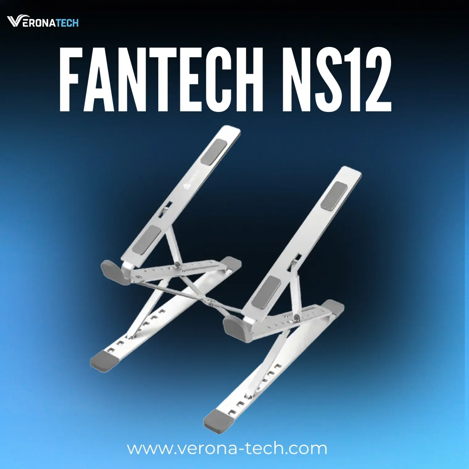 Fantech NS12 ستاند لابتوب ألمنيوم قابل للطي — فضي