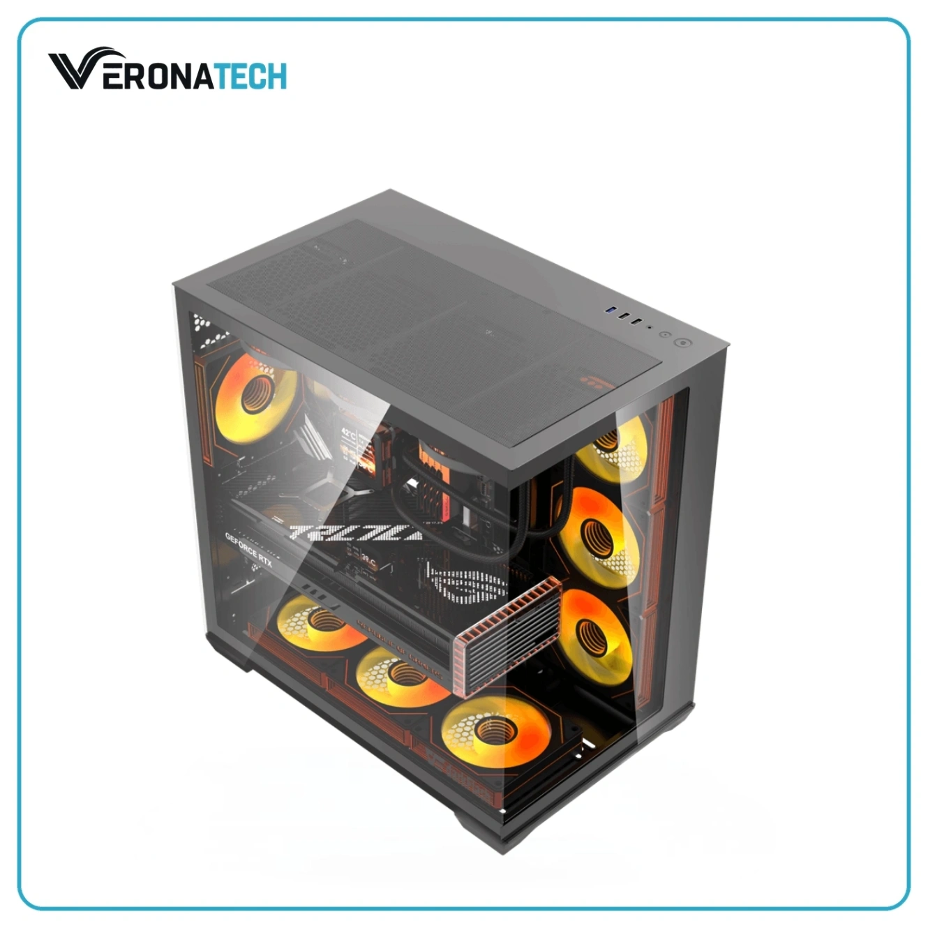 DarkFlash C280 E-ATX 270° Panoramic Dual-Glass Case — أبيض