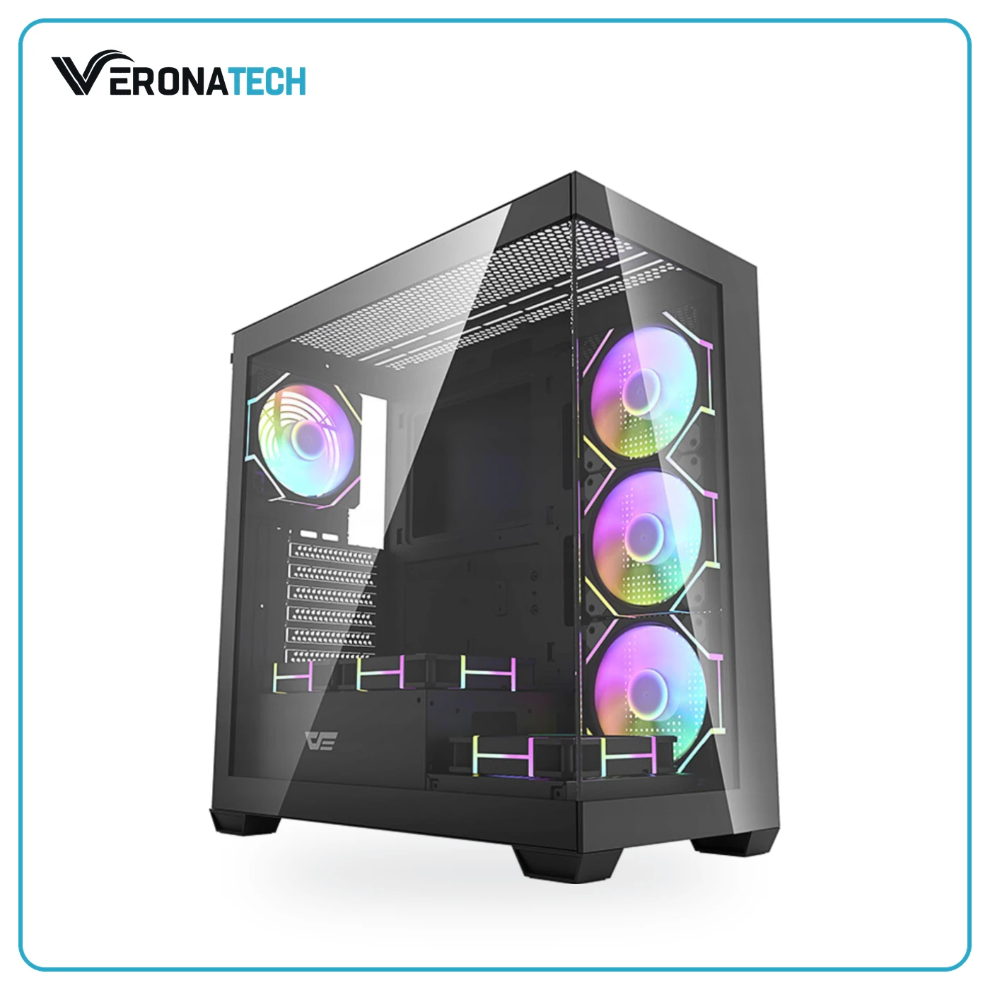 DarkFlash DS900 Air ATX Panoramic Case (7 ARGB Fans) — أسود