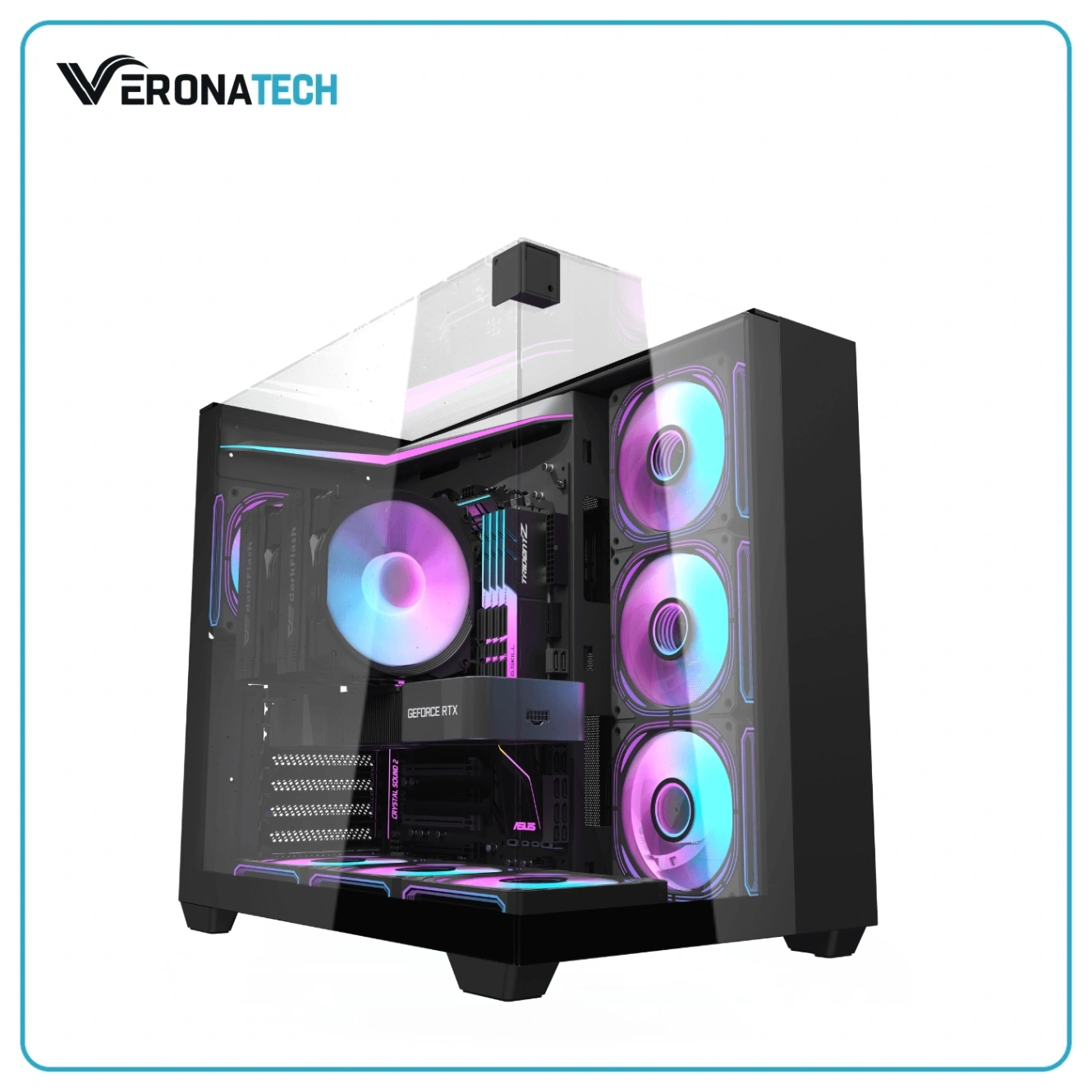 DarkFlash TH285 Mid-Tower ATX Case (4 ARGB Fans) — أسود