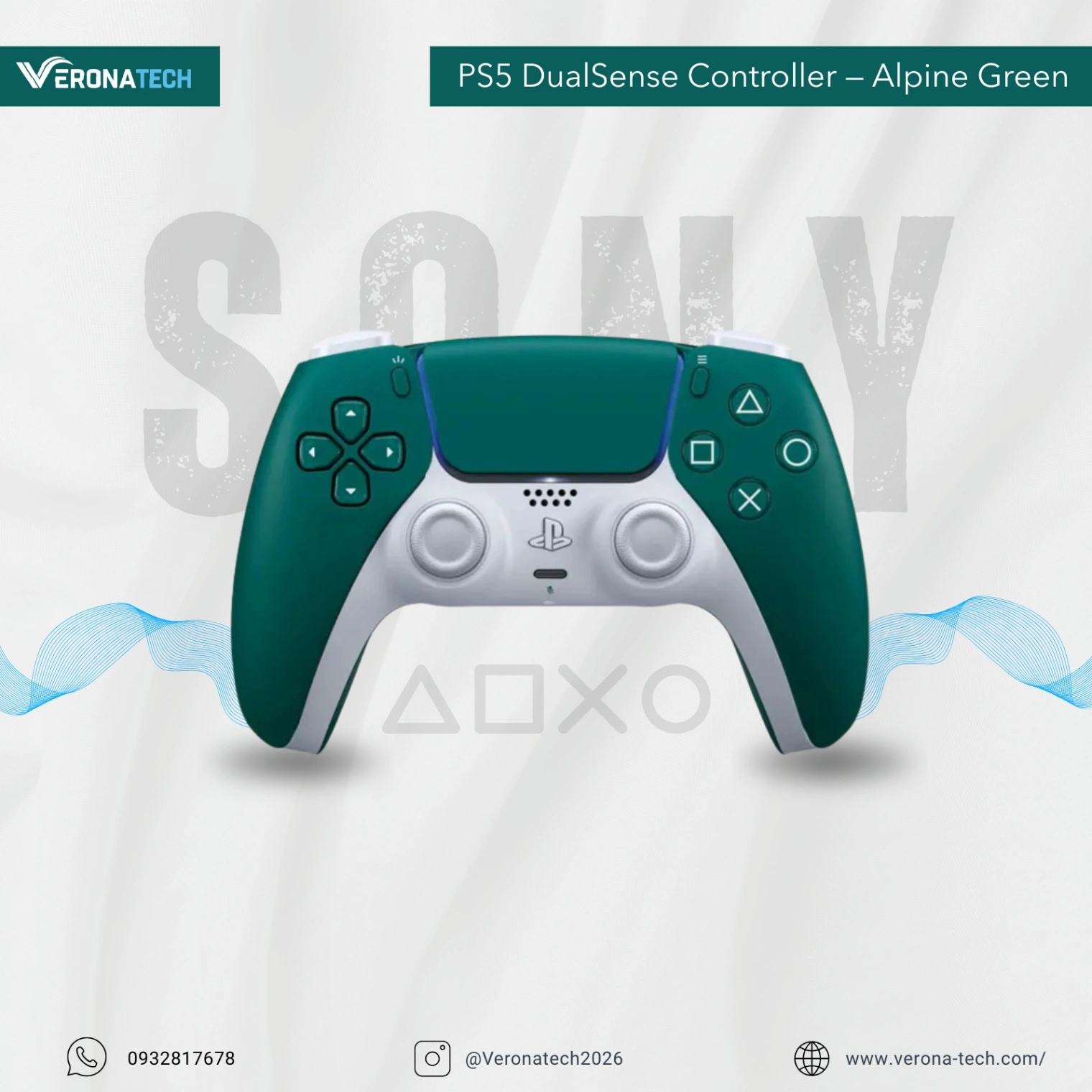 PS5 DualSense Controller — Alpine Green