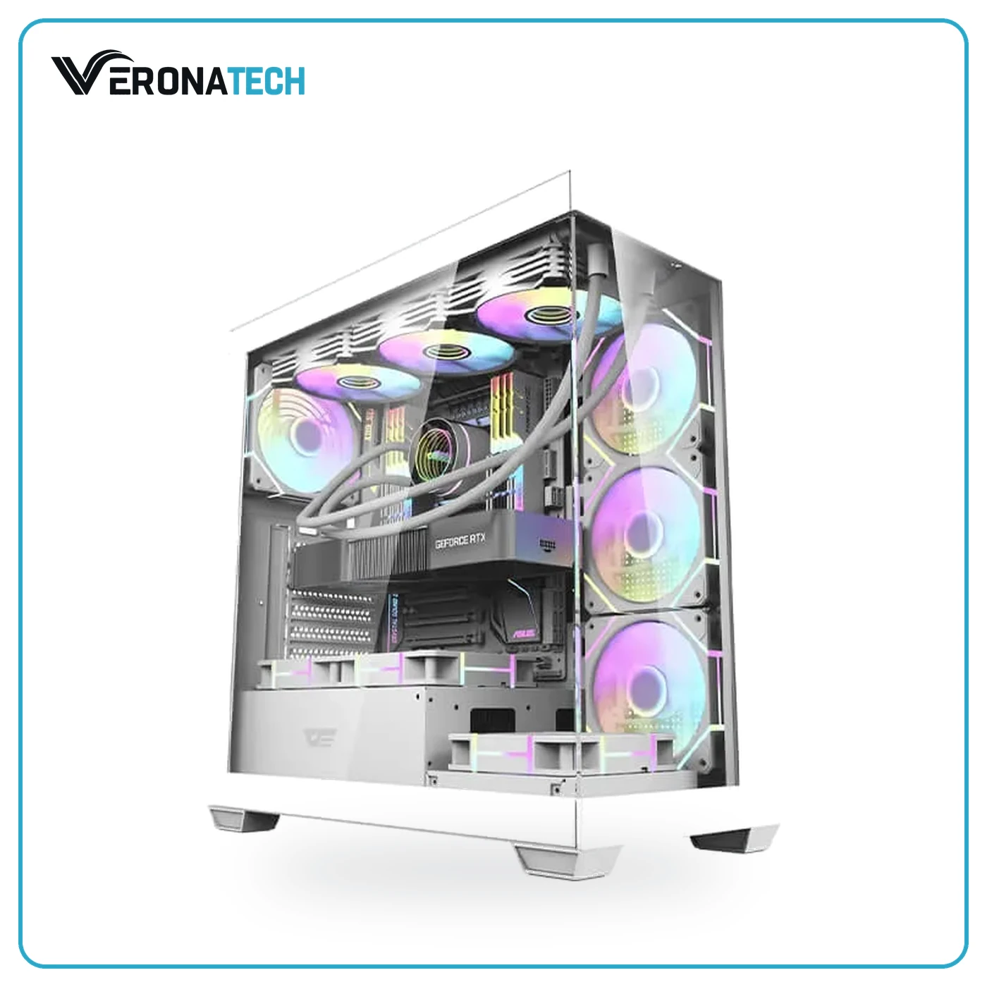 DarkFlash DS900 Air ATX Panoramic Case (7 ARGB Fans) — أبيض