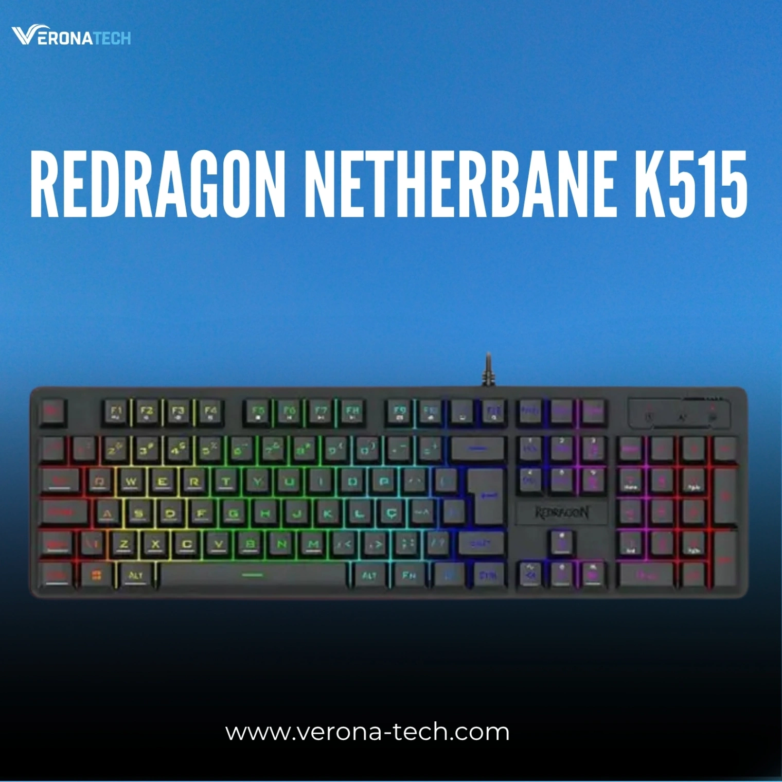 Redragon Netherbane K515-RGB Membrane Gaming Keyboard - Black