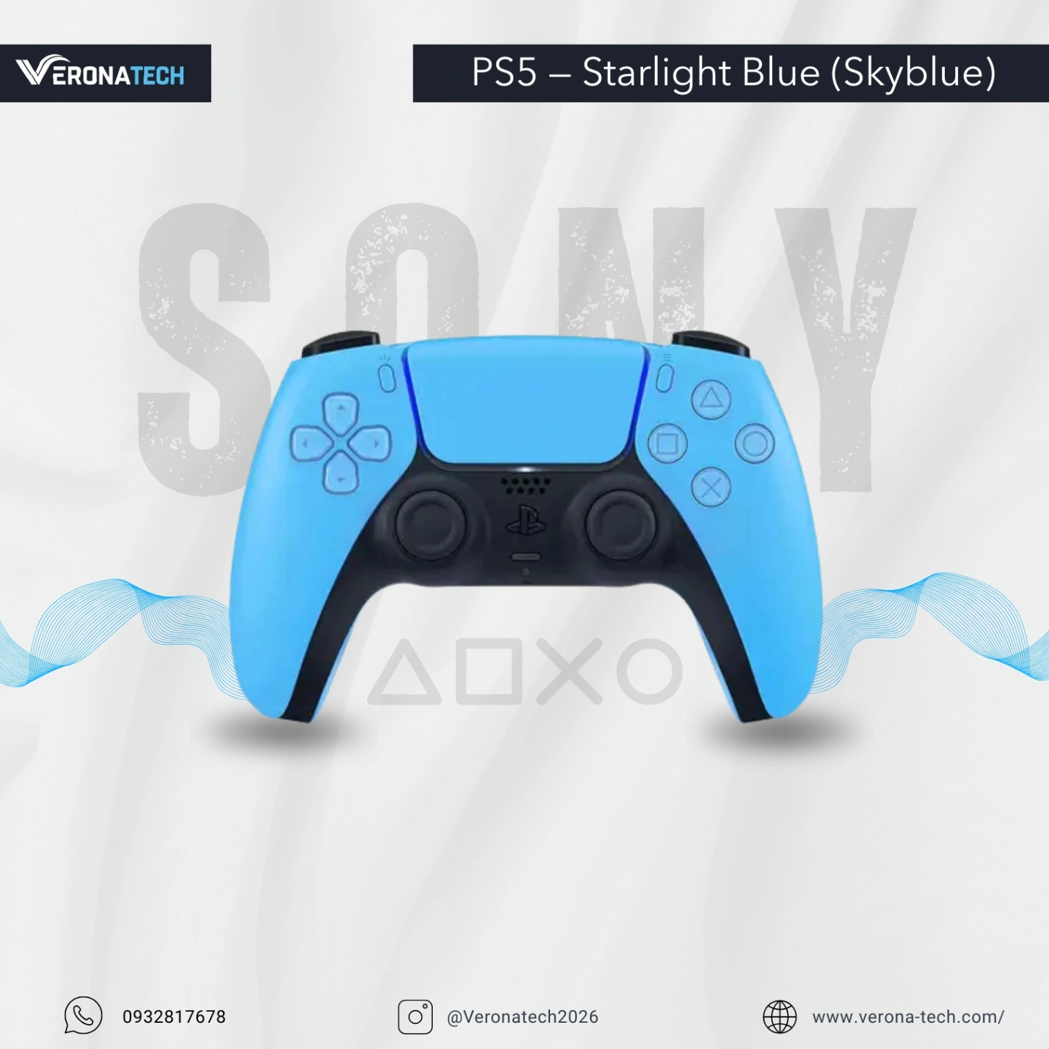 PS5 DualSense Controller — Starlight Blue (Skyblue)