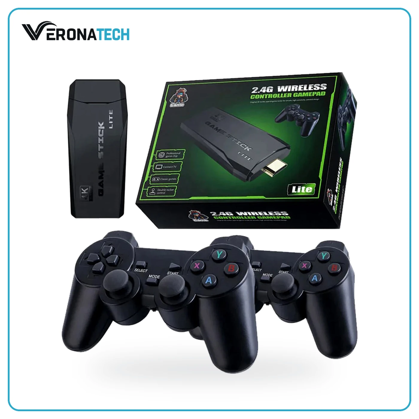 Wireless Game Stick 2.4G Retro Game Console — 4K HDMI Stick Lite (Plug & Play)