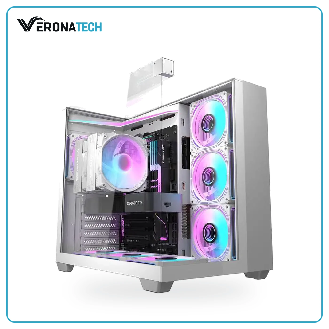 DarkFlash TH285 Mid-Tower ATX Case (4 ARGB Fans) — أبيض